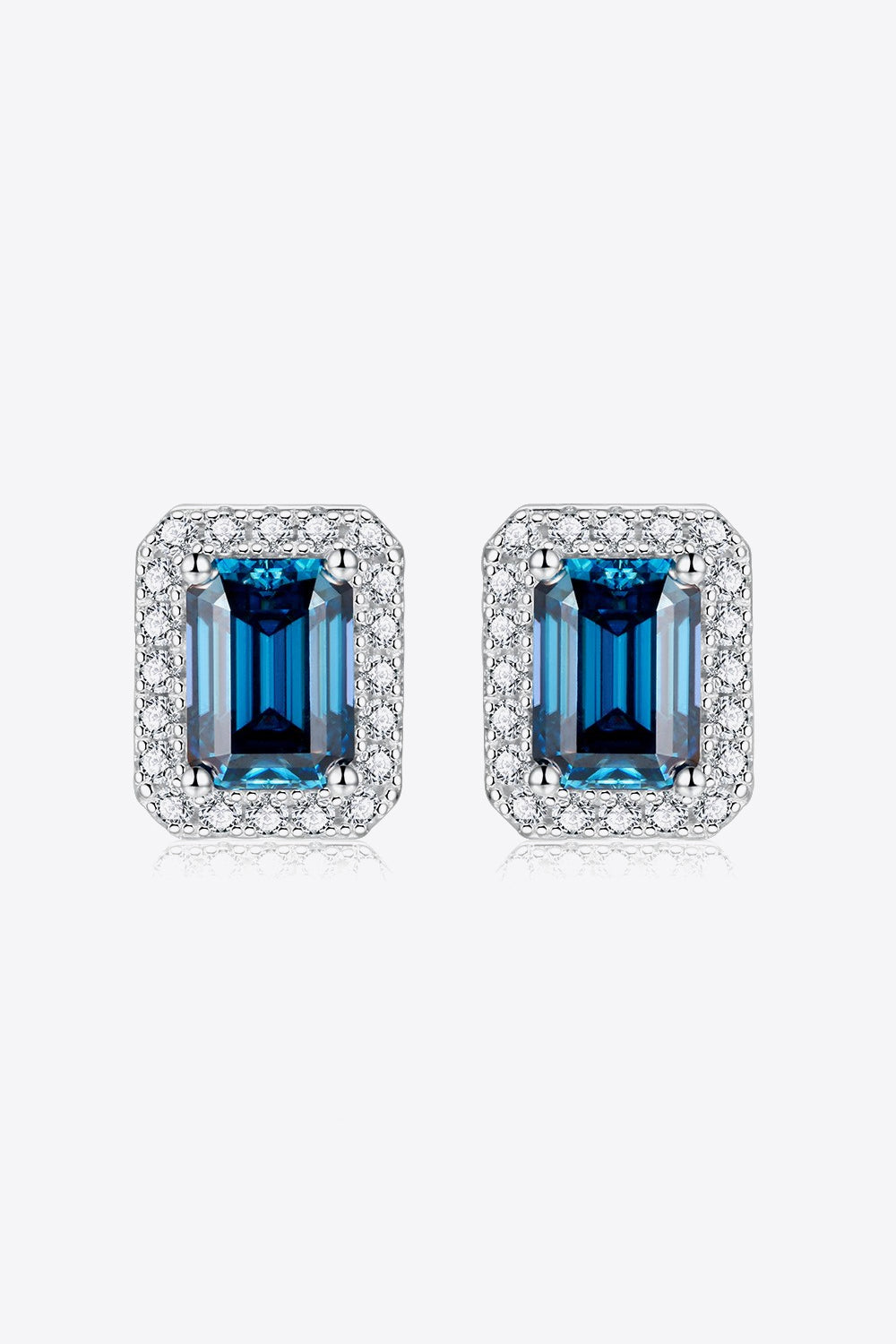 2 Carat Moissanite Stud Earrings in Indigo